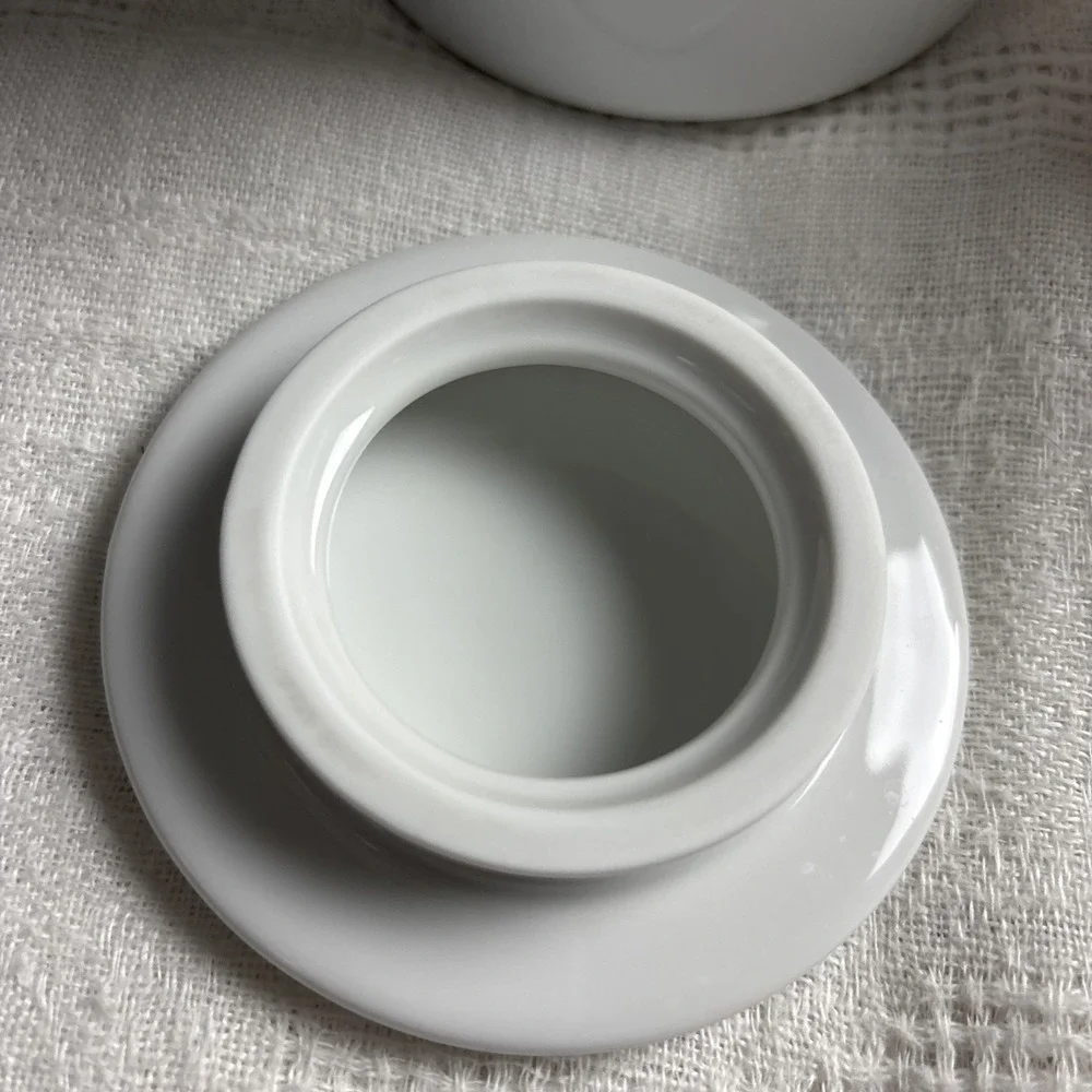 Dansk Cafe Blanc Creamer & Sugar Bowl w/ Lids Bright White Porcelain‎ NWOT